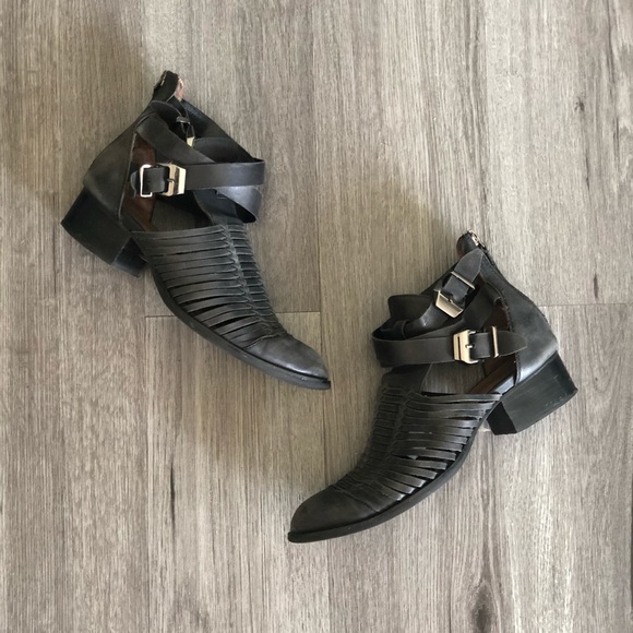 Jeffrey Campbell Black Distressed Stinson Booties - Picture 3 of 10